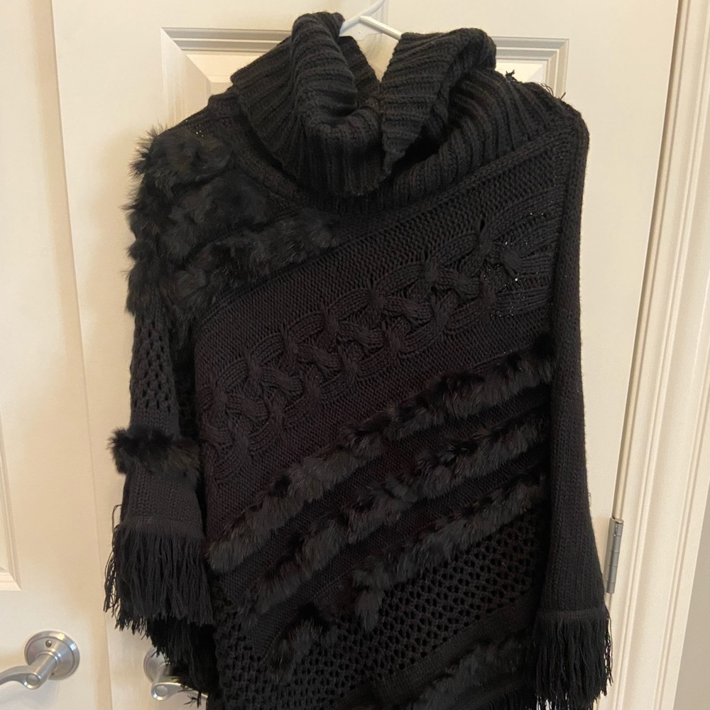 Black Fur Poncho